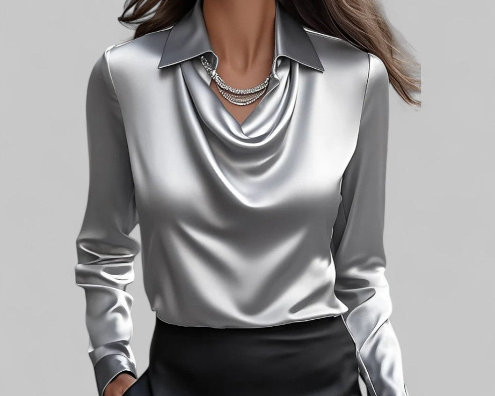 Theresa | Elegantne veesangaga satiinbluus naistele