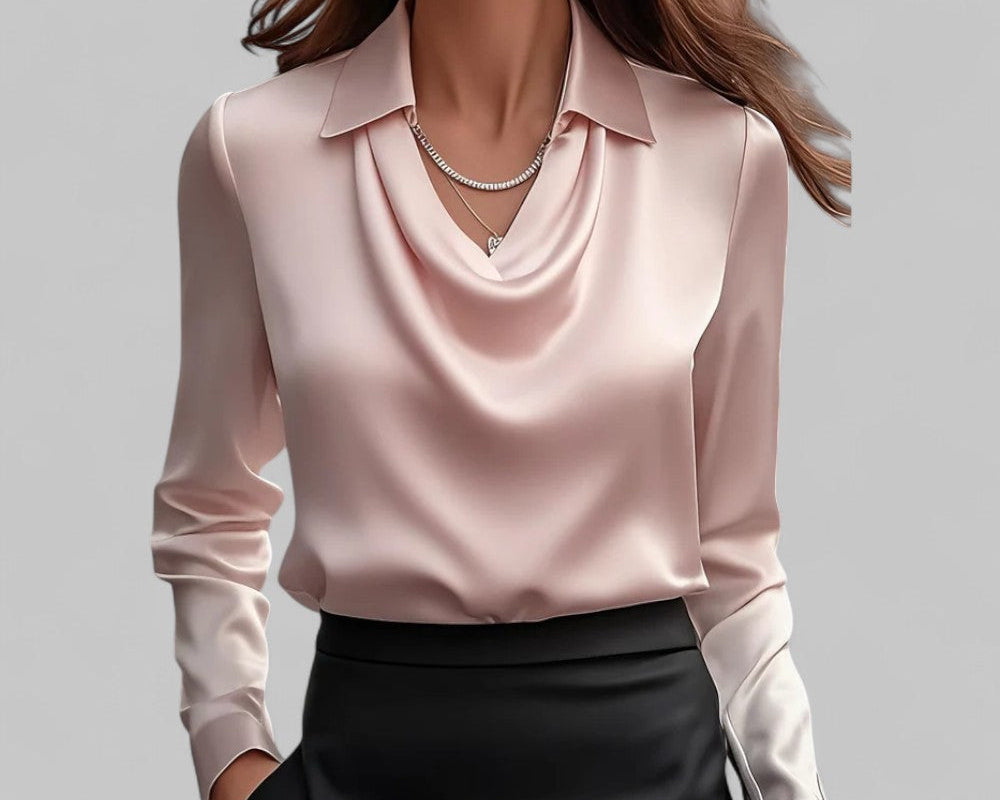 Theresa | Elegantne veesangaga satiinbluus naistele
