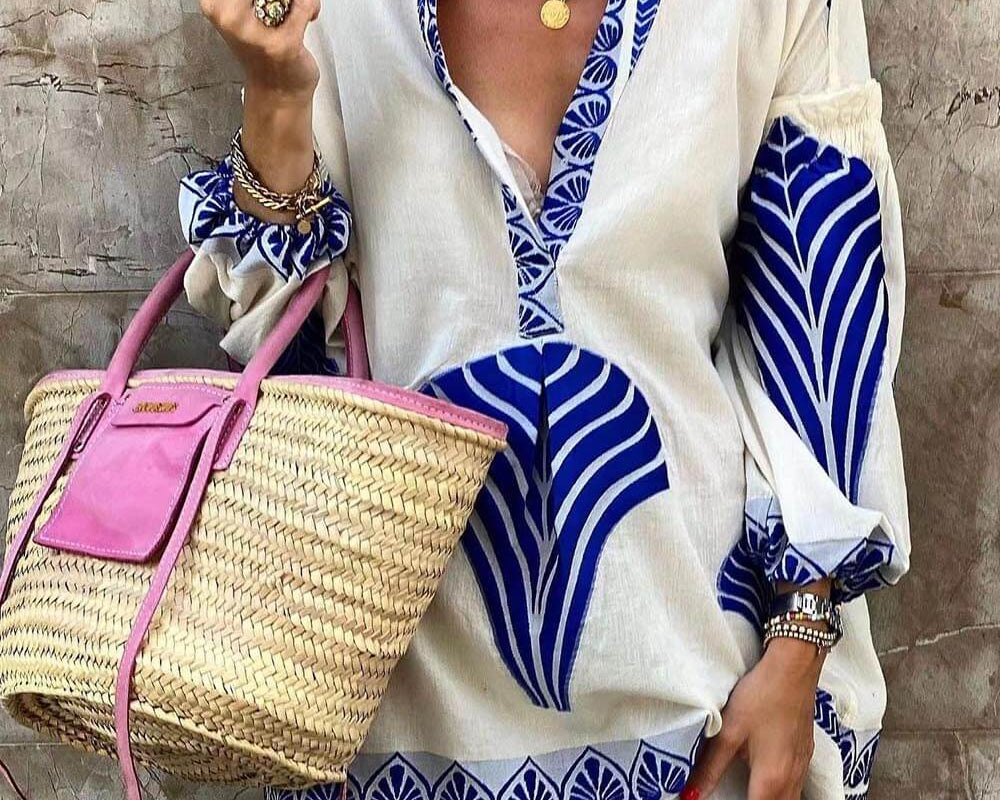 Kristine | Lihtne Ainulaadne Prindiga Puhkus Mini Kleid