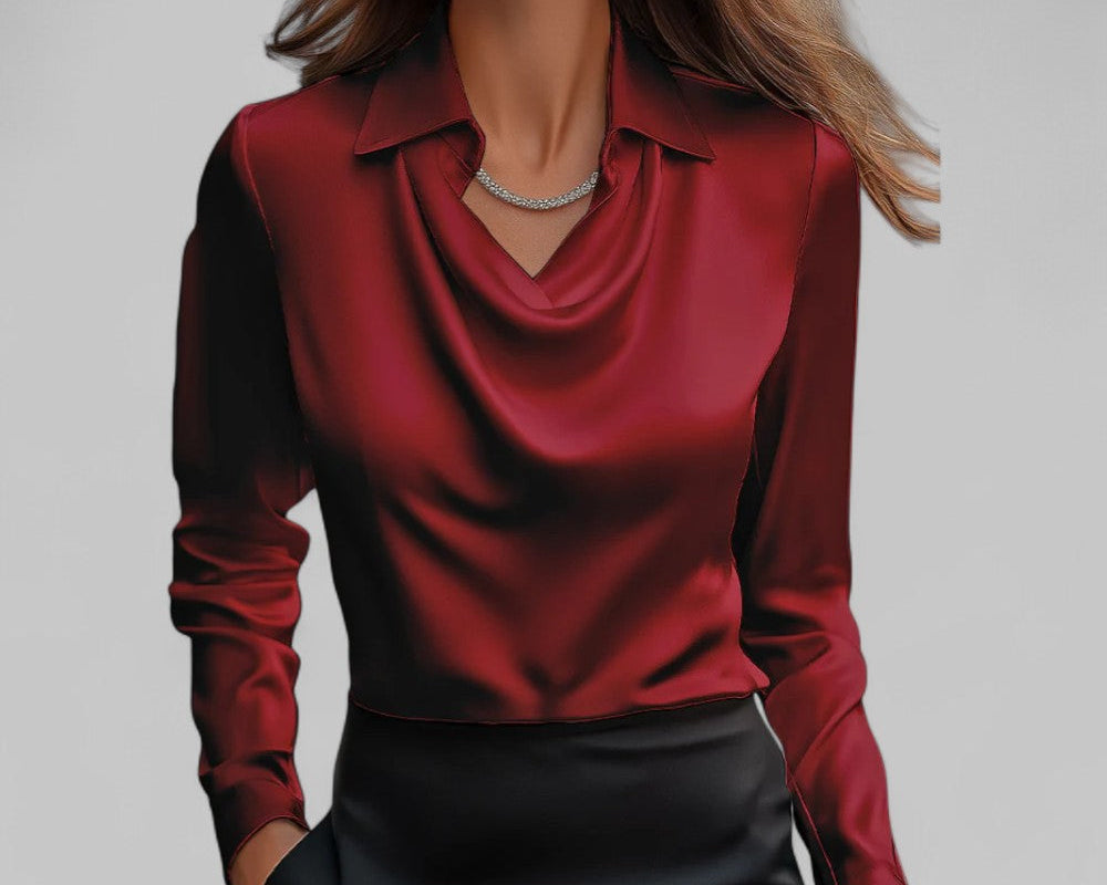 Theresa | Elegantne veesangaga satiinbluus naistele