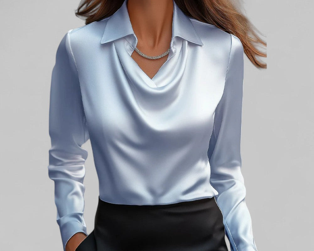 Theresa | Elegantne veesangaga satiinbluus naistele