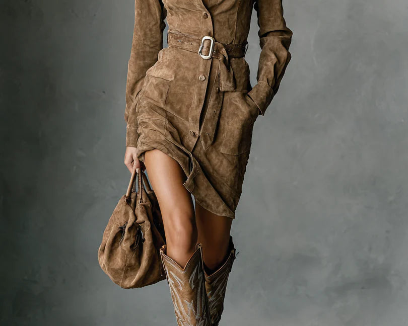 Zelena | Midi-Suede kleit