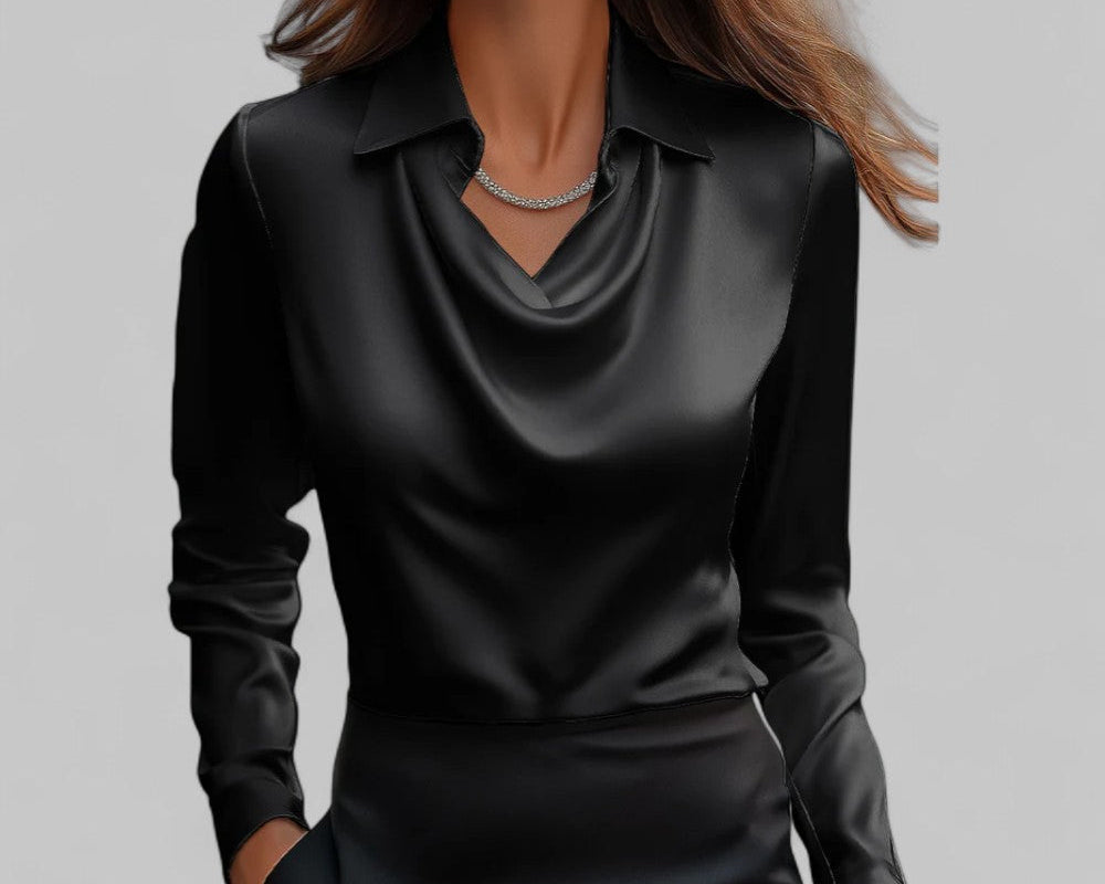 Theresa | Elegantne veesangaga satiinbluus naistele
