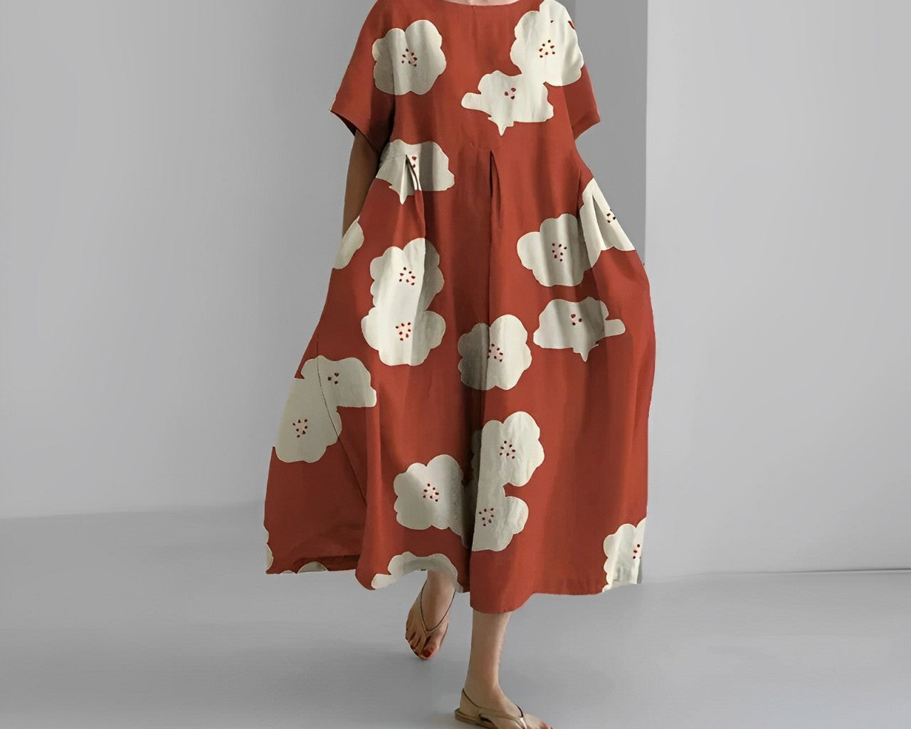 Daisy - Retro Suur Rippuv Lahtine Maxi Kleit