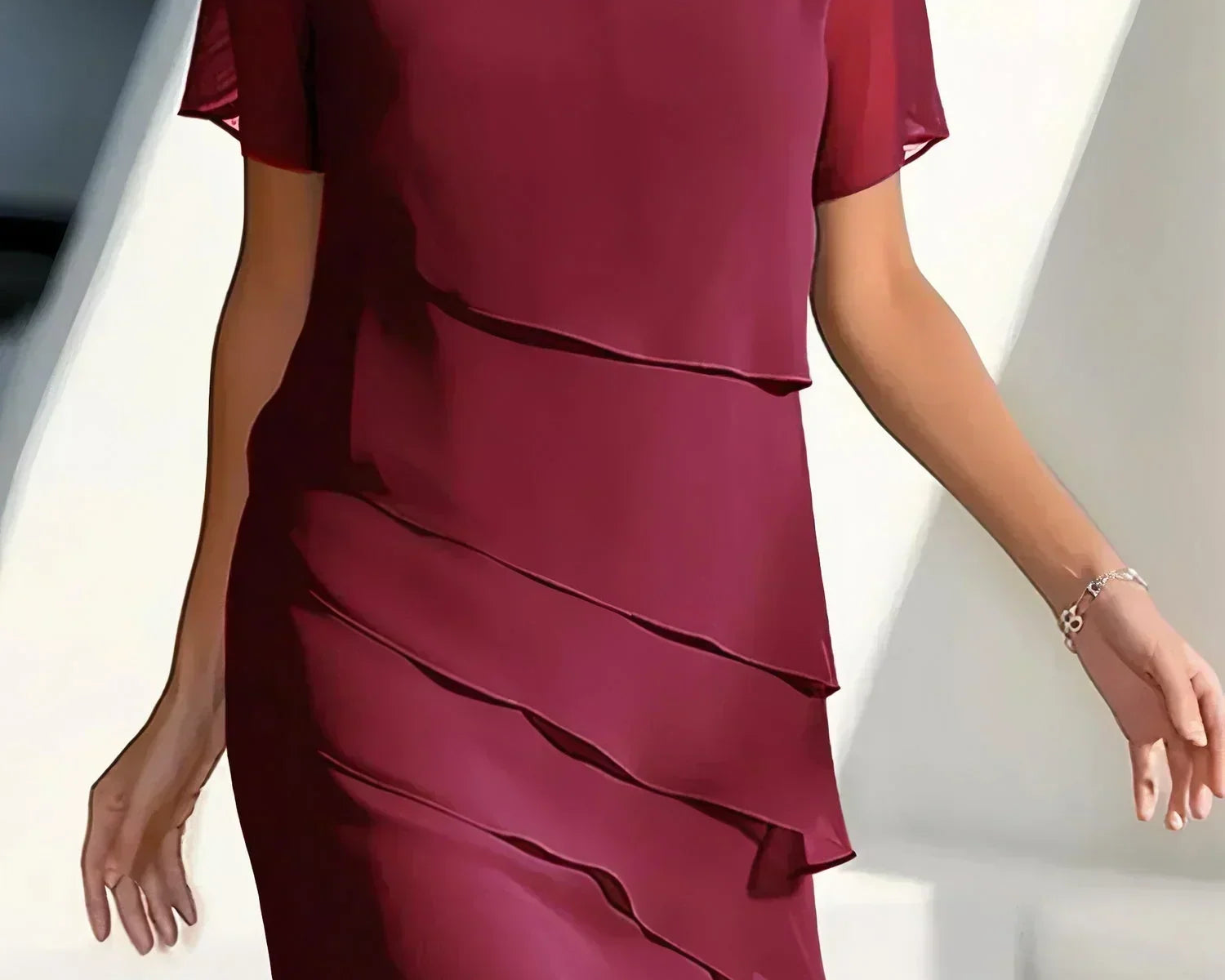 Monika | Lühikeste Varrukatega Midi Kleid