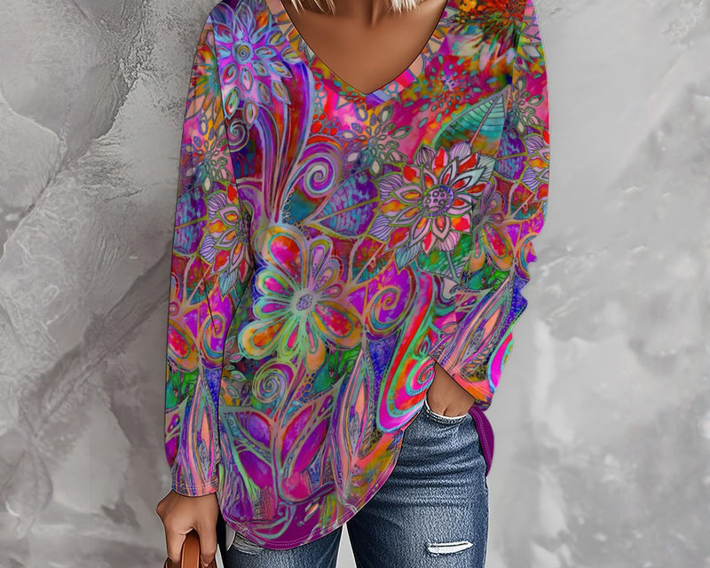 Vintage T-särk lilledega trükiga