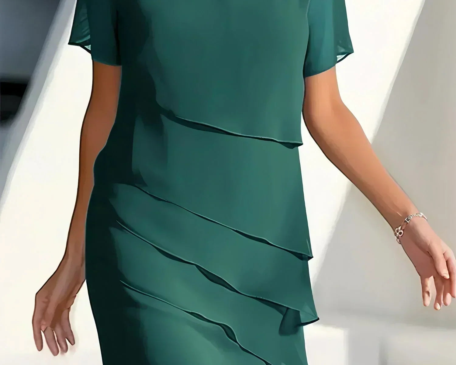 Monika | Lühikeste Varrukatega Midi Kleid