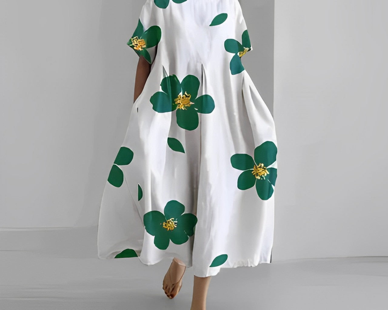 Daisy - Retro Suur Rippuv Lahtine Maxi Kleit