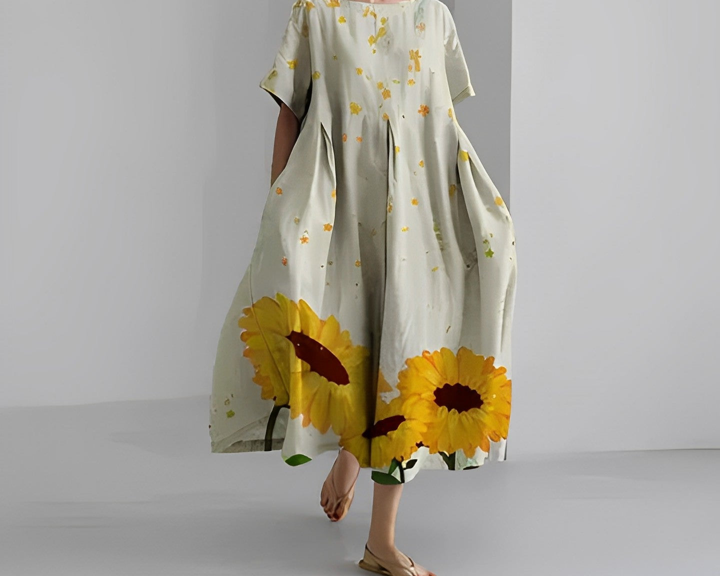 Daisy - Retro Suur Rippuv Lahtine Maxi Kleit