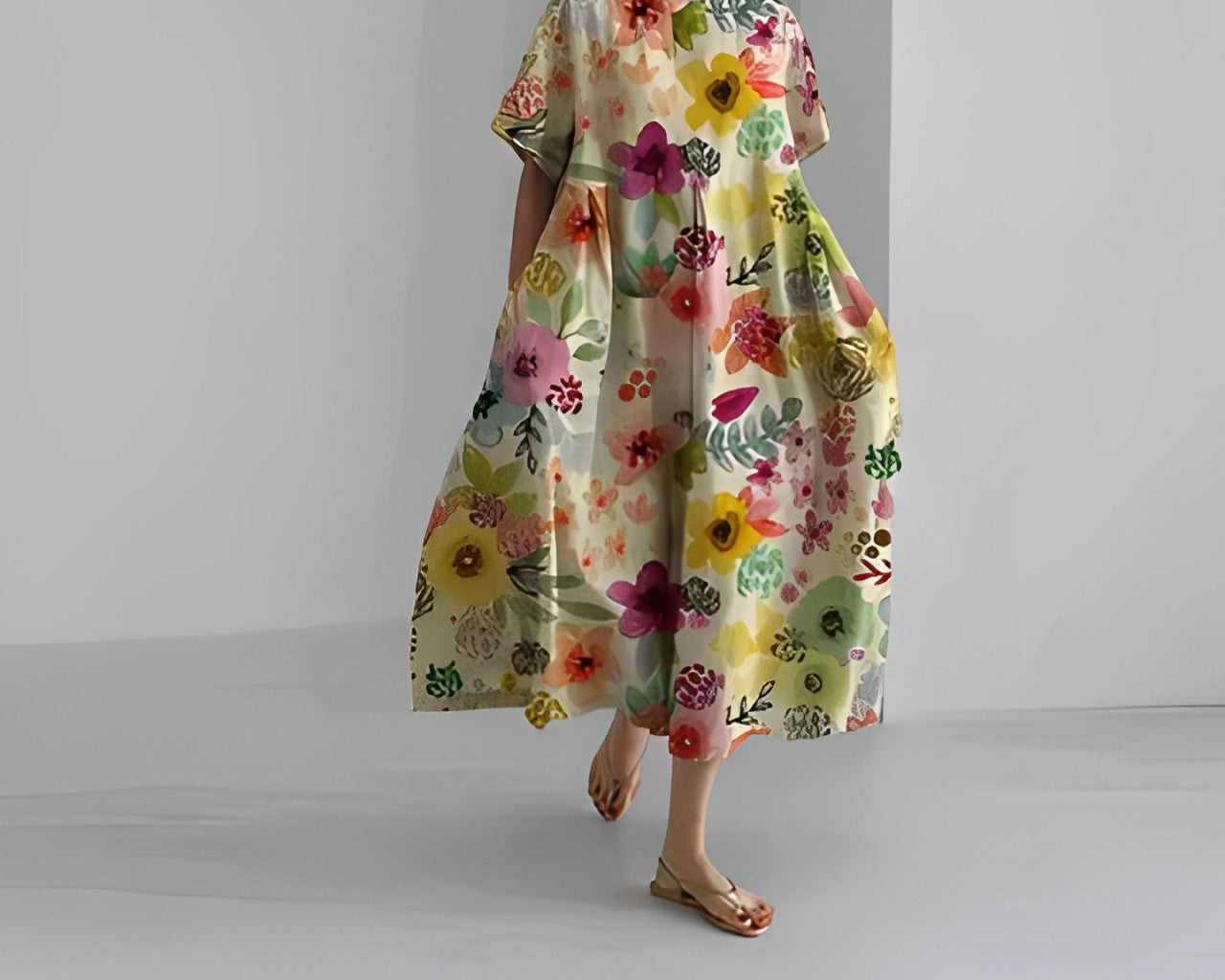 Daisy - Retro Suur Rippuv Lahtine Maxi Kleit