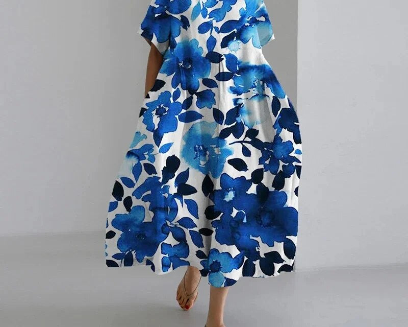 Daisy - Retro Suur Rippuv Lahtine Maxi Kleit