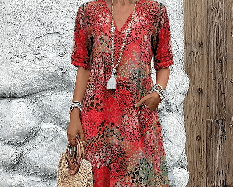 Elaisa | Elegantne Lillene Midi Kleit