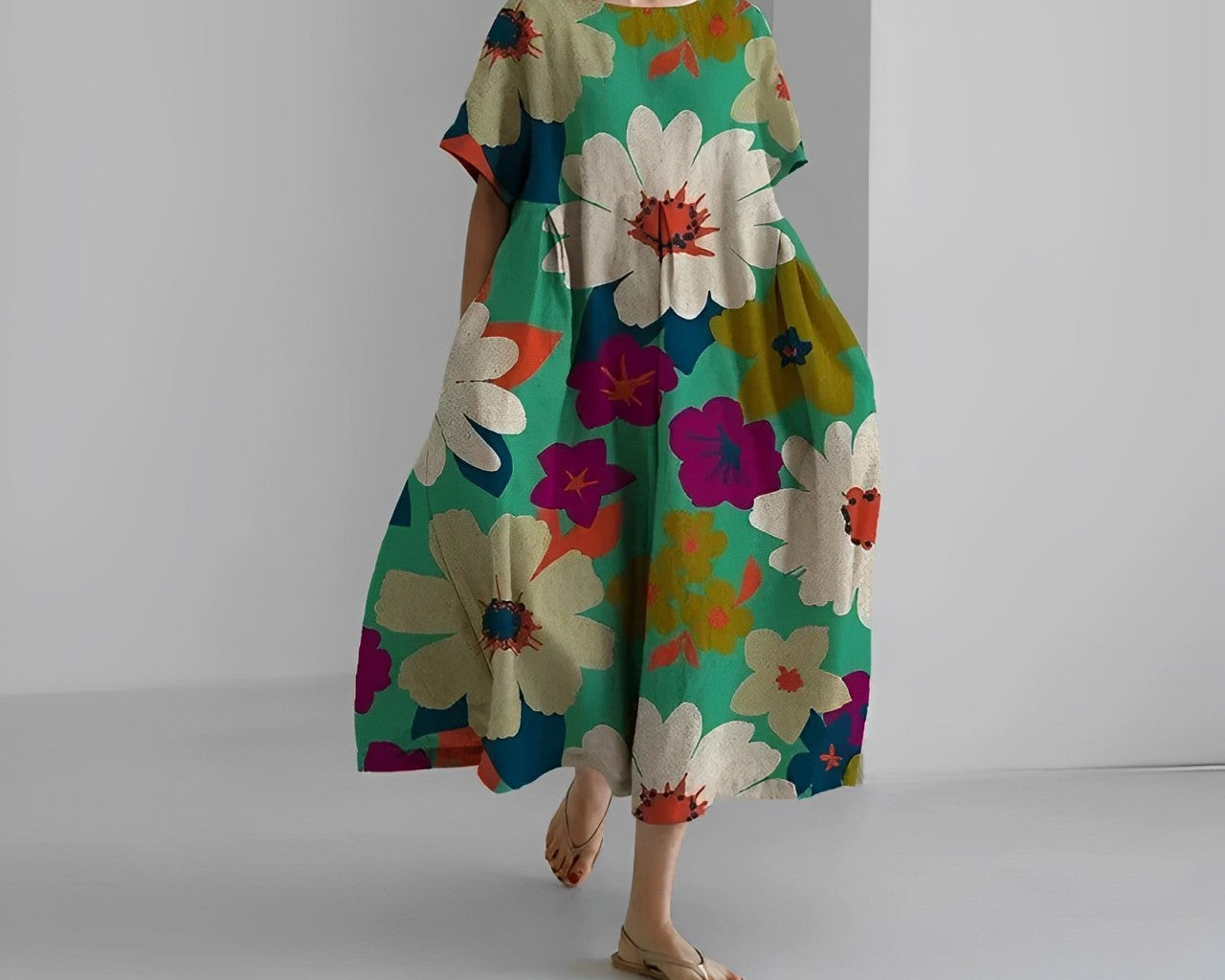 Daisy - Retro Suur Rippuv Lahtine Maxi Kleit