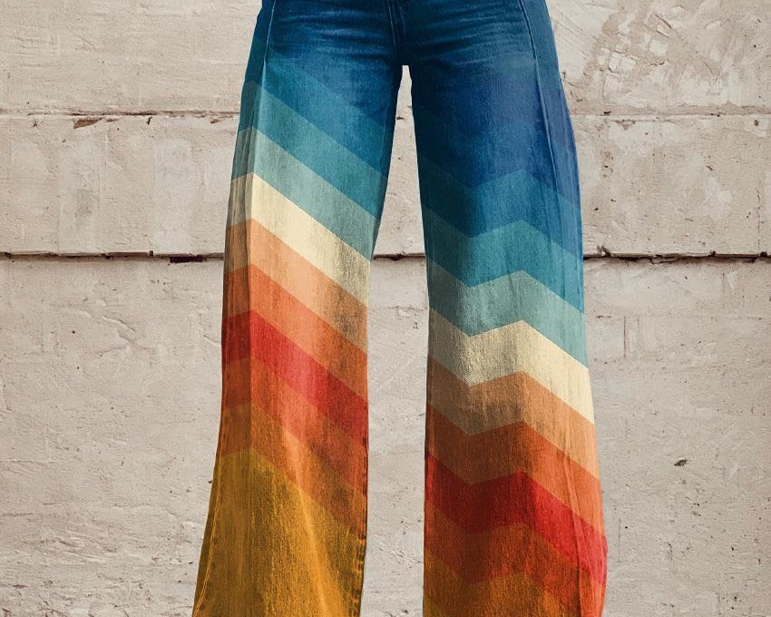 Léa - Elegantne Retro-Zickzack-Püksid