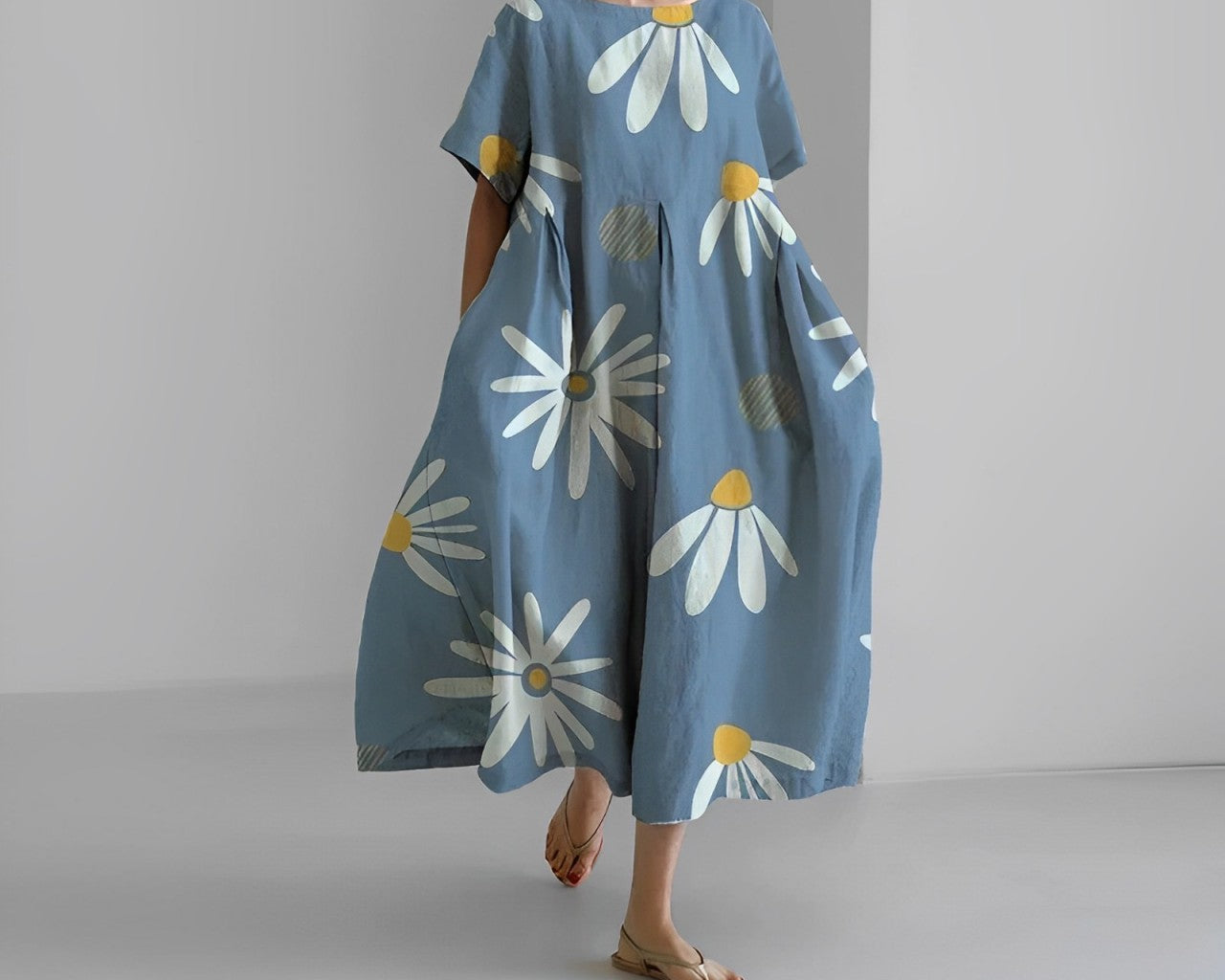 Daisy - Retro Suur Rippuv Lahtine Maxi Kleit